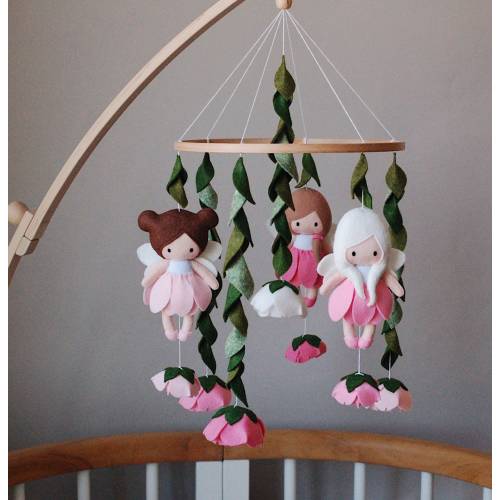 Fairytale Baby Mobile | Baby mobile girl wings nursery mobile crib hanging nursery decor baby shower present