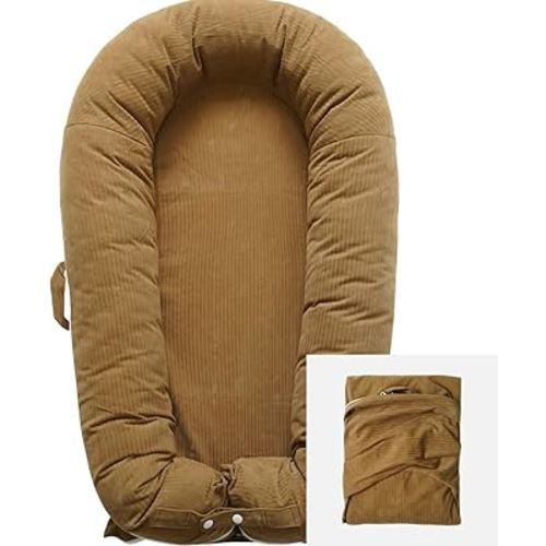 Coocoobaby Deluxe Lounger Cover | 100% Cotton Baby Lounger Extra Cover for Dockatot Deluxe | Hypoallergenic Infant Baby Nest Replacement | Cover Only (GoldenBrown_Corduroy)