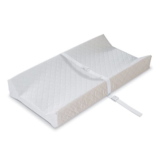 Summer Infant Contoured Changing Pad, 16” x 32”, White Comfortable & Secure Baby with Security Strap and Two High Curved Sides, Easy to Clean - 2-Sided Pad