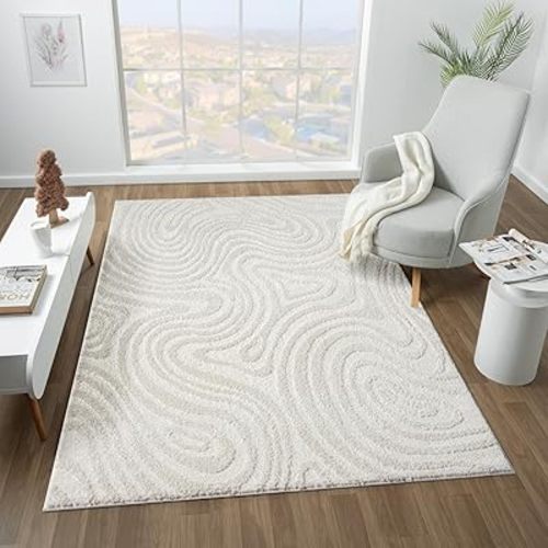 LUXE WEAVERS Geometric Swirl Cream 8x10 Area Rug - Cream