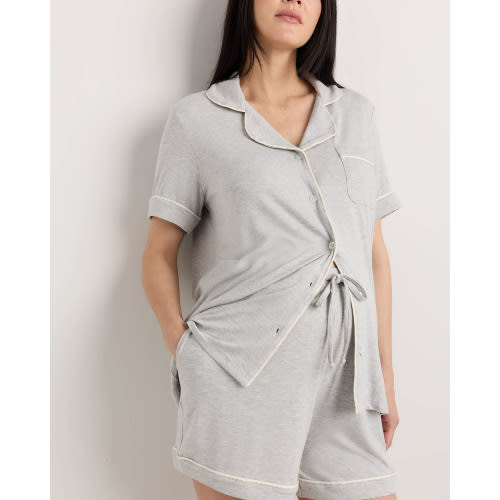 Bamboo Jersey Maternity Short Sleeve Pajama Set in Heather Grey