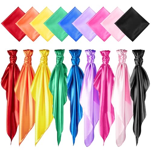Geyoga Fabric Juggling Scarves 35 x 35 Inch Rainbow Play Scarves Dance Creative Pretend Dress