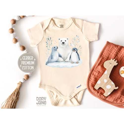 Arctic Creatures Baby ONESIES® Brand Bodysuit Cute Arctic Animals Baby Bodysuit Arctic Themed Baby Outfit Arctic Animals Baby Shower Gift