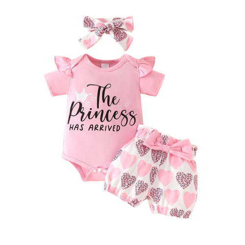 Akiihool Summer Short Sets Girl 2 Piece Outfits Baby Girls T Shirt and French Terry Shorts Outfit Set Infant to Big Kid (Red,0-3 Months)