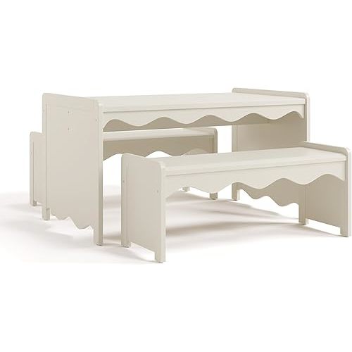 Storkcraft Casablanca Montessori Indoor Kids Table & Bench Set, Frosted Oat
