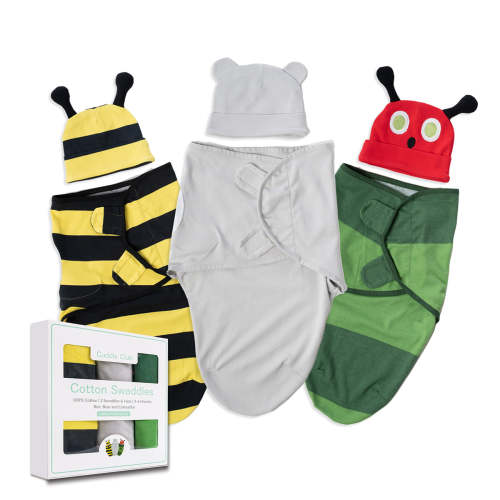 Bear, Bee, & Caterpillar Cotton Swaddle (3 Pack)
