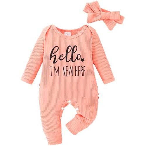 Yvowming Newborn Baby Girl Fall Winter Outfits Clothes Knit Romper Coming Home Outfit for Baby Girl