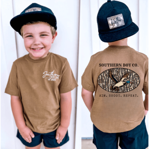 Aim. Shoot. Repeat. Boy's Short Sleeve Shirt