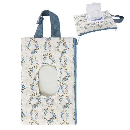 Quilted Baby Wipe Holder Floral Diaper Pouch Portable Quilted Wipes Bag for Car, Stroller