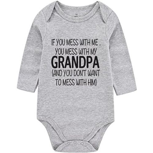 shlrzy Mess with Grandpa Baby Boy Clothes Unisex Funny Baby Bodysuits Girl