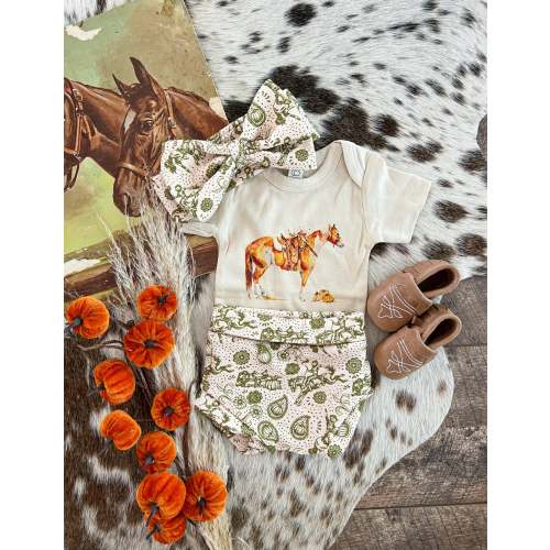 Western Fall Paisley Cowboy Bummie& Bow(Little Kid) – theFRINGEDpineapple