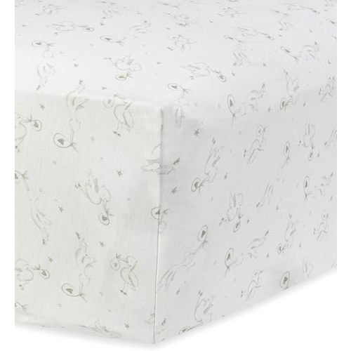 Under The Nile Organic Cotton Crib Sheet - Stork, 51" x 28"