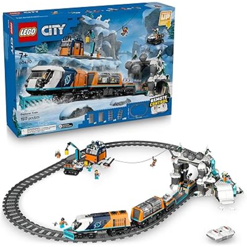 LEGO City Explorers' Arctic Polar Express Train Set - Building & Learning Toys for Kids - Remote Controlled Train for Boys & Girls, Ages 7+ - with 6 Explorer Minifigures - Birthday Gift Idea - 60470