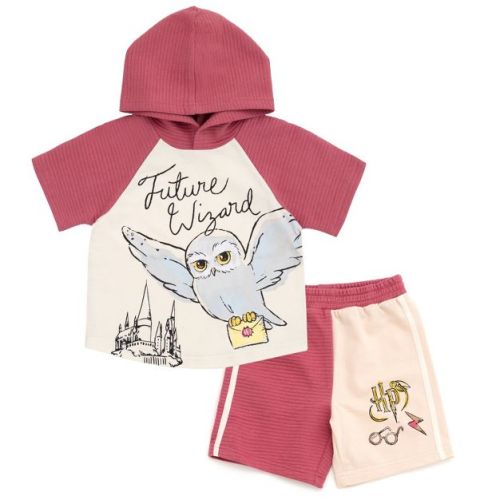 Harry Potter Hedwig Pullover Hoodie Colorblock French Terry Shorts Outfit Set Newborn to Infant