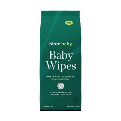 Biom Plant Based Hypoallergenic Baby Wipes - Fragrance Free - 60ct: Alcohol-Free, Contains Aloe, Refill Pouch