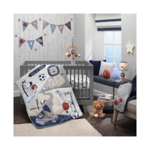 Hall of Fame Sports Animals 5-Piece Crib Bedding Set - Gray/Blue