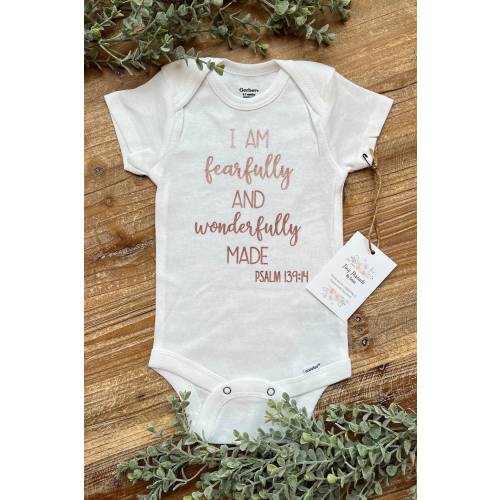 I am fearfully and wonderfully made Onesie® | Christian Onesie® | Baby Onesie® | Baby Girl Onesie® | Baby Boy Onesie® | New Baby Gift
