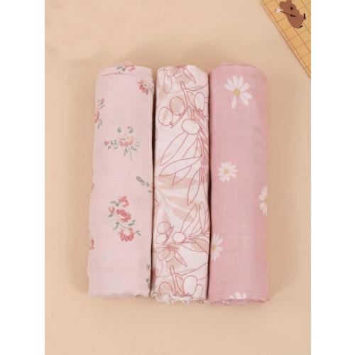 3pcs [Oeko-Tex] Floral & Leaf Pattern Baby Swaddle Blankets, Breathable Soft Lightweight Newborn Swaddle Wrap for Sale Australia| New Collection Online| SHEIN Australia