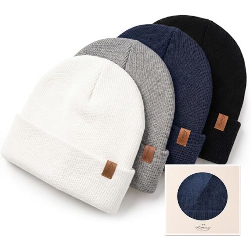 Konssy 4-Pack Baby Beanie Winter Hat for Newborn Infant Boy Girl 0-6 Months