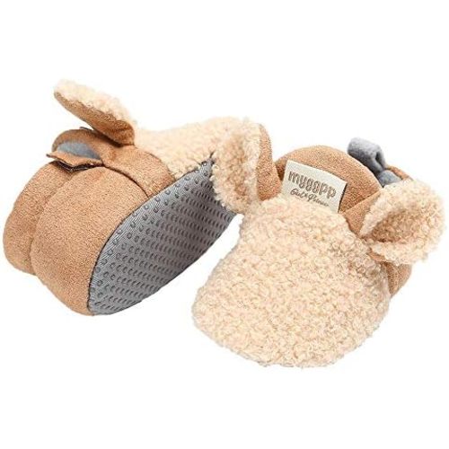 Baby Fleece Booties Newborn Warm Slippers Cozy Winter Boots Sock Shoes Infant Crib Bootie with Non Skid Bottom 0-18Month