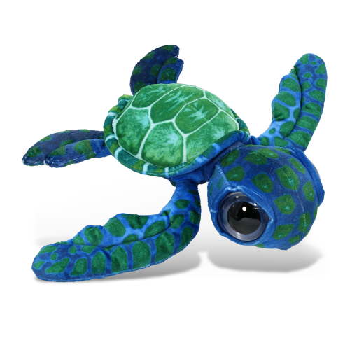 DolliBu Blue Sea Turtle Super Soft Stuffed Animal, Cute Realistic Stuffed Animals for Girls. Boys and Adults Animal Gifts, Kids Ocean Nursery Decor for Newborn, Cuddly Wild Baby Plush Toys - 10 Inches