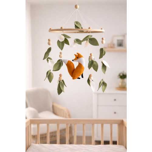 Fox Baby Mobile – Felt Woodland Nursery Decor