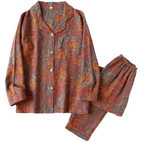 Pajamas Set for Women Floral Breathable Cotton Loungewear 2 Piece Set