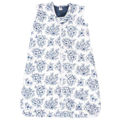 Hudson Baby Infant Girl Plush Faux Fur Sleeping Bag, Wearable Blanket, Blue Toile, 0-6 Months