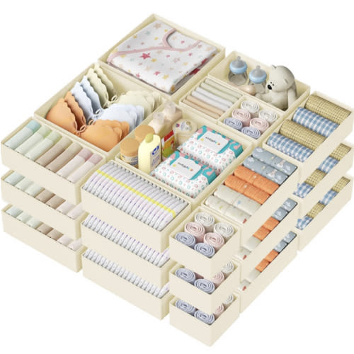 DIMJ Drawer Organizer Clothes Storage - 18 Pack Baby Dresser Organizer for Nursery, Foldable Closet Drawer Organizer Bins for Bedroom Organization, Fabric Storage Dividers for Socks, Underwears, Bras