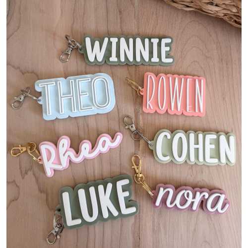Personalized Acrylic Bag Charm Custom Name Keychain Backpack Tag Purse Diaper Travel Gift