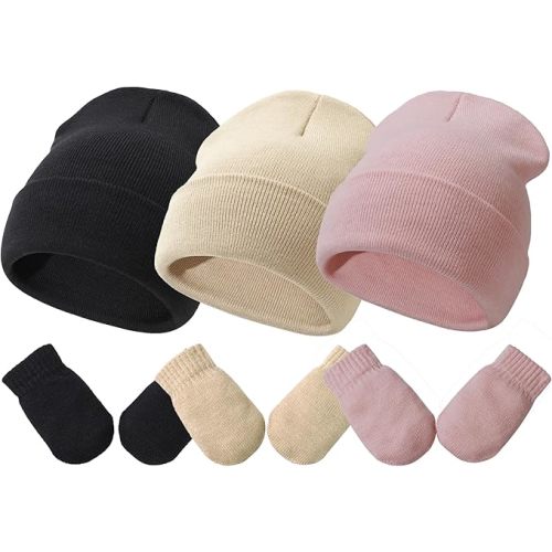 Baby Hats and Mittens Set Infant Toddler Beanie Caps Hospital Hat Set Newborn Gloves for Baby Boys Girls