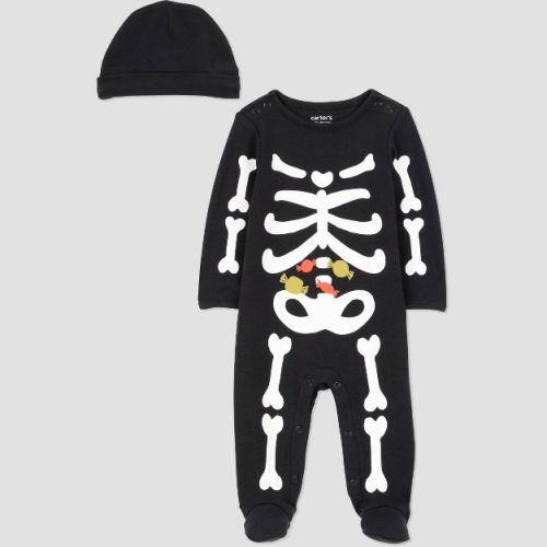 Carter's Just One You® Baby 2pc Halloween Skeleton Sleep N' Play with Hat - Black