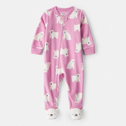 Baby & Toddler Girl Carter's Polar Bear Fleece Footed One-Piece Pajamas 12 Months