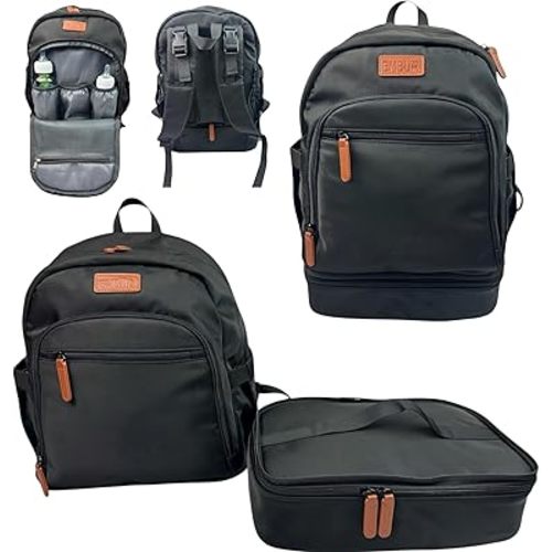 EMBUR Diaper Bag Backpack with Detachable Insulated Cooler – Waterproof, Lightweight Baby Bag with Multi-Compartments, Stroller Straps, Changing Pad, Large Capacity, Ice Packs Included