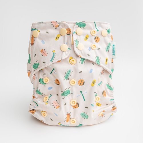 One Size Cloth Diaper with Tiny Insects, Busy Bugs Forest by Malika Buttinger – Kinder Cloth Diaper Co.