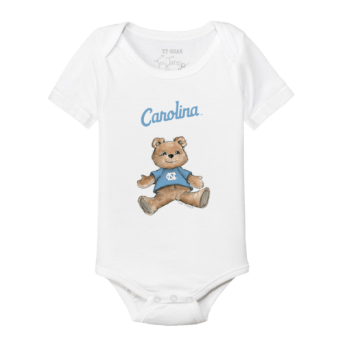 North Carolina Tar Heels Tiny Turnip Infant Teddy Bear Bodysuit - White