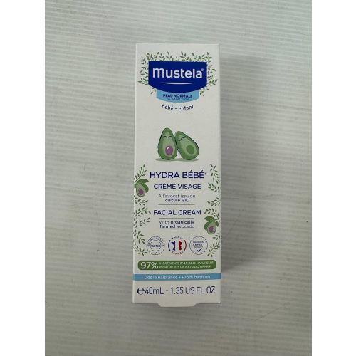 Mustela Hydra Bebe Face Cream – Daily Baby Moisturizer with Natural Avocado, Jojoba Oil & Shea Butter - 1.35 fl. oz. - Packaging may vary