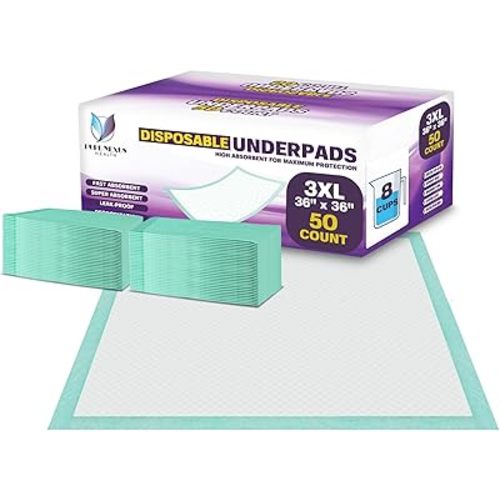 Disposable Bed Pads for Adults Extra Large 36 x 36 (50 Count) - Incontinence Bed Pads, Chuck Pads, Chux Pads, Changing Pads for Baby, Pee Pads for Kids