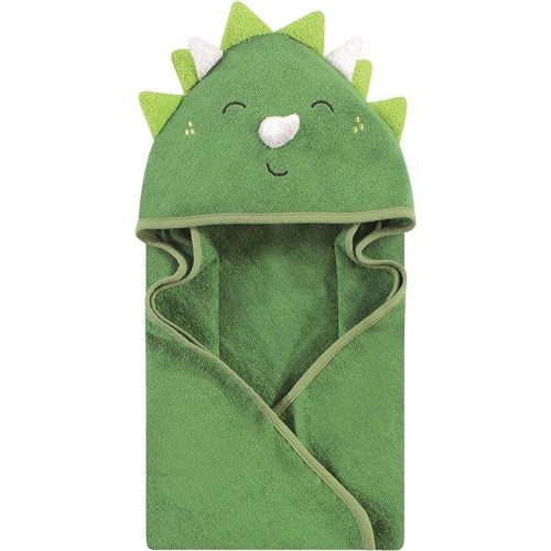 Hudson Baby Unisex Baby Cotton Animal Face Hooded Towel, Dinosaur, One Size