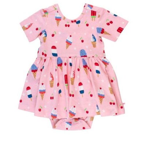 RuffleButts Baby/Toddler Knit Short Sleeve Twirl Romper