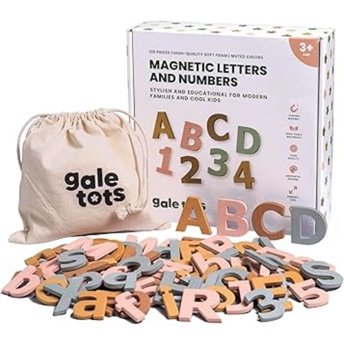 Aesthetic Magnetic Letters & Numbers – 135 Foam Alphabet Magnets for Kids’ Learning, Montessori Activities & Stylish Educational Gift