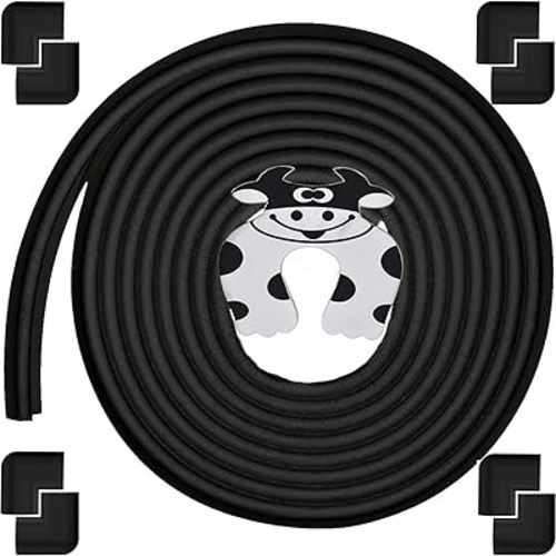 Baby Proofing Edge and Corner Guards, (20ft Edge + 8 Corners) Safety Furniture Bumper, Baby Corner Protector for Fireplace, Table, Stair, Cabinet, 3M Adhesive, Black