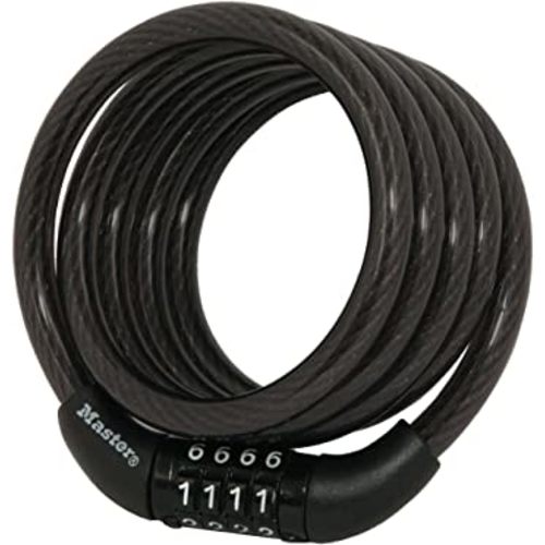 Master Lock Bike Lock Cable, Combination Bicycle Lock, Cable Lock for Outdoor Equipment, 8143D,Black