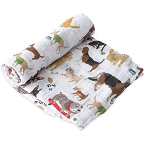 Little Unicorn – Woof Cotton Muslin Swaddle Blanket | Single | 100% Cotton | Super Soft | Newborns and Infants | Large 47” x 47” | Machine Washable