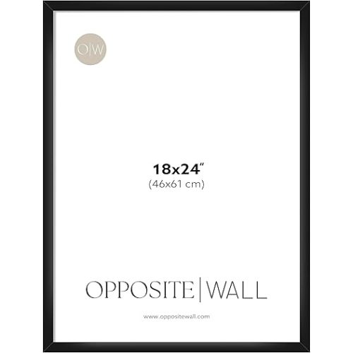 Opposite Wall - 18x24 in -Black Picture Frame - Lightweight, Versatile & Shatterproof - Wall Hanging Poster or Photo Frame - Wall Decor for Office, Gallery & Home