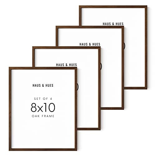 HAUS AND HUES 8x10 Picture Frame Set of 4-8 by 10 Walnut Gallery Wall Frame, Farmhouse Wooden Photo Frame 8 x 10 for Wall Collage, Pack 10 x 8 Brown Wood Wall Frames (Walnut Oak)