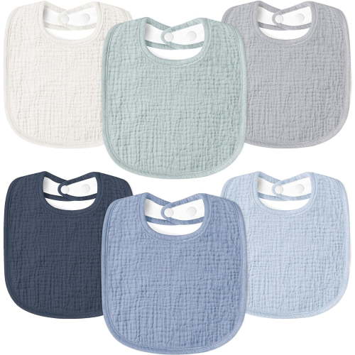 Muslin Baby Drool Bibs 6Pack Soft Square Adjustable Baby Bandana Bibs for Unisex Girls & Boys
