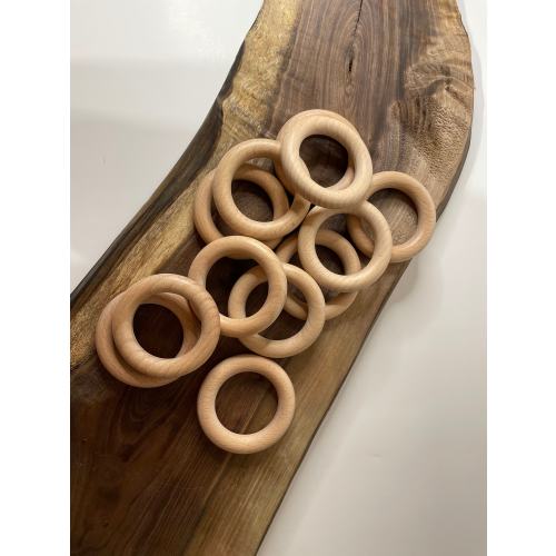 Organic Beech Wood Teething Ring, Safe Baby Teether (65mm)