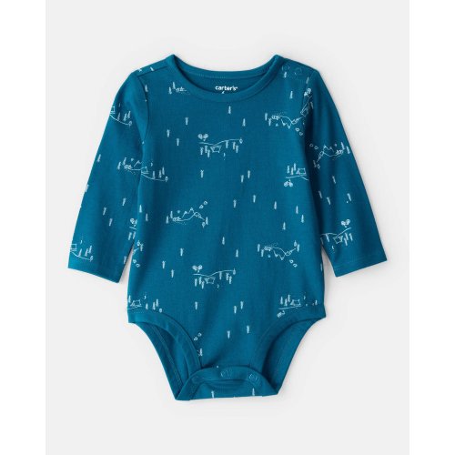Baby Boy Woodland Long-Sleeve Graphic Bodysuit - Blue | Carter's