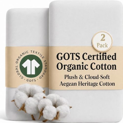 2 x GOTS 100% Organic Cotton Bedside Bassinet Sheets 33x20 and 35x19 Compatible with Maxi Cosi Iora, Baby Delight, Koola Baby Bond, Harppa Cudly 3 in 1 - Luxury Turkish Cotton - Boy, Girl